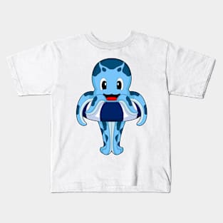 Octopus Swimming Lifebuoy Kids T-Shirt